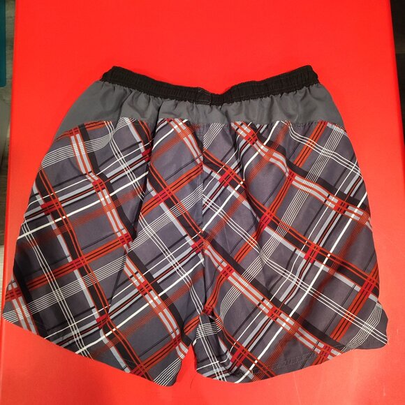 Roots swim trunk maroon grey black plaid men's size L - Picture 3 of 8